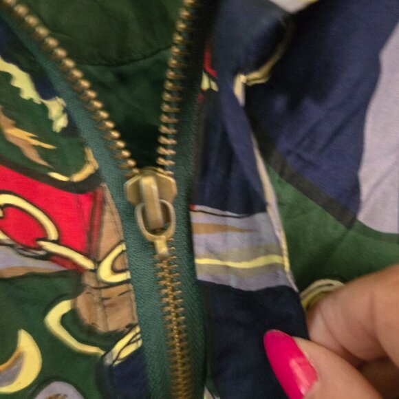 Fuda International Vintage 90s 100% Silk Unique Pattern Bomber Jacket Size L - Picture 4 of 8